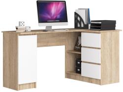 Brius Birou colt dreapta pal 3 sertare si rafturi, 155x85x77 cm, blat generos, stejar sonoma alb (AK-38166547-2/2)