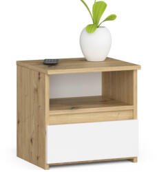 Brius Noptiera pal laminat 1 sertar glisiere metalice, 40x35x40 cm, depozitare practica, stejar artisan alb (AK-38162020)