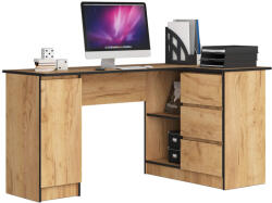 Brius Birou colt dreapta in L cu 3 sertare si rafturi, PAL laminat 16 mm, 155x85x77 cm, stejar craft (AK-52851993-2/2)