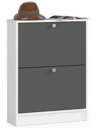 Brius Dulap pantofi pal 2 usi rabatabile compact, 60x20x80 cm, design modern, alb gri (AK-04384290) Pantofar