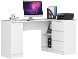 Brius Birou colt pal 3 sertare si rafturi spatioase, 155x85x77 cm, blat generos lucru, alb (AK-12219980-2/2)