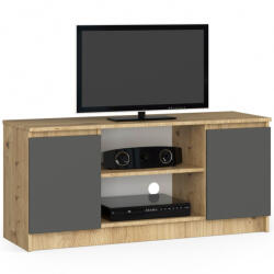 Brius Comoda tv pal 2 usi cu polita centrala, 120x40x55 cm, design modern, stejar artisan gri (AK-04380667) Comoda