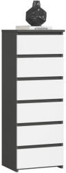 Brius Comoda 6 sertare pal laminat glisiere metalice, 40x35x109 cm, depozitare generoasa, gri si alb (AK-12214572) Comoda