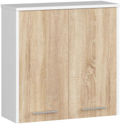 Brius Dulap baie suspendat pal 2 usi cu raft, 60x23x60 cm, design modern, alb stejar sonoma (AK-04389240)