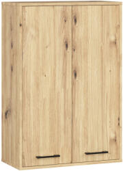 Brius Dulap baie suspendat, cu 2 usi si 4 rafturi interioare, PAL 16 mm, 64x30x94 cm, stejar artisan (AK-12214169)