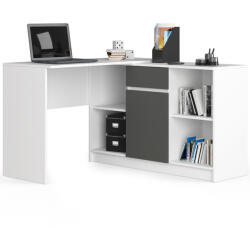 Brius Birou colt pal sertar usa si 6 rafturi, 120x126x79 cm, organizare eficienta, alb si gri (AK-26900351-3/3)