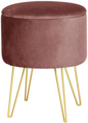 Brius Taburet tapitat rotund Lili cu spatiu de depozitare, velur, 35x35x45 cm, roz (AK-12212141)