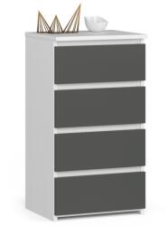 Brius Comoda 4 sertare pal laminat glisiere metalice, 40x35x74 cm, design modern, alb si gri (AK-12219508) Comoda