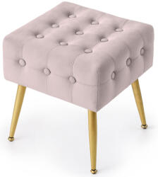 Brius Taburet tapitat Quadra, velur, cu picioare metalice, 40x40x42 cm, roz pudra (AK-04380117)