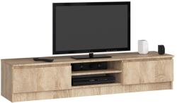 Brius Comoda tv pal 2 usi rafturi centrale media, 160x40x33 cm, design natural, stejar sonoma (AK-38167490) Comoda