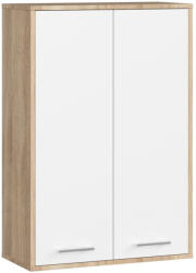 Brius Dulap suspendat pal 2 usi 4 rafturi depozitare, 64x30x94 cm, design modern, stejar sonoma alb (AK-12214183)