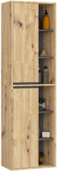 Brius Dulap de baie suspendat cu 2 usi si 6 rafturi, PAL 16 mm, 50x30x170 cm, stejar artisan si gri (AK-12212981-2/2)