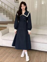 Dazy KC26112 Dazy Ruha MIDI Sötétkék Csipkével Díszítve (51) XL