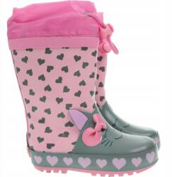 Playshoes Gyerek gumicsizma csúszásgátló fényvisszaverő cica rózsaszín Playshoes 24-es méret (Kalosze dla dziewczynek Gumowce Gumaki)