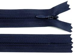 Fashion Műanyag fogú, rögzített (nem bontható) rejtett spirálcipzár, 4mm, 22cm hosszú, 270274, sötétkék