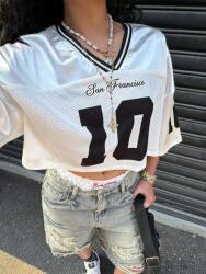 Shein CC55311 Shein Rövid Fehér Nyomott Mintás Póló (51) S