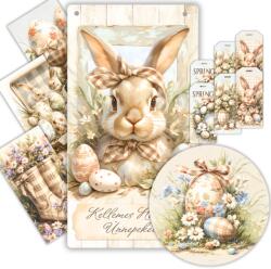  Nyomtatott fa tábla - Húsvéti pasztell téma - OKOSÁR 11db/csomag - kosarbolt