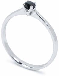 White & Black Fekete gyémánt eljegyzési gyűrű - 3, 5mm - fehérarany (AU14258)