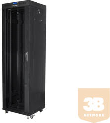 Lanberg free standing rack 19inch cabi42U 600x600 glass door LCD flat pack black (FF01-6642-12BL)