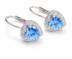 Kristályos Szívecske KRISTÁLYOS SZÍVECSKE ezüst fülbevaló - 15 mm - kék (4 éves kortól 12 éves korig) (2026011402)