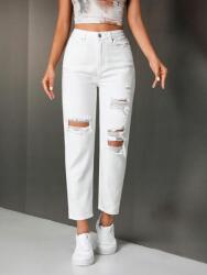 Shein CC27211 Shein Fehér Mom Jeans Szakadt Nadrág (51) M