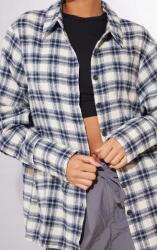 Prettylittlething KC25120 Prettylittlething Flanel Oversize Kockás Ing (51) M