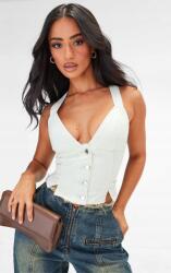 Prettylittlething Farmer Rövid Krémszínű Gombos Mellény Prettylittlething 32