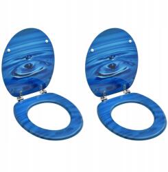 vidaXL WC-ülőke szett, 2 db, Mdf, kék vízcsepp mintával (3056406)