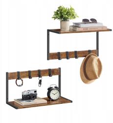 SONGMICS Fali polc polccal, 2 darabos szett, 5 akasztóval, különböző konfigurációk, komplett szett (LCR830B01)