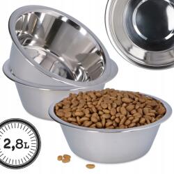 Barry King KUTYATál 2, 8l Nagy Rozsdamentes Víz Eledel 28cm Mosogatógépben Mosható Ezüst 4D (BK-18235)