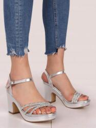 Shein B61109 Shein Ezüst Díszítésű Magassarkú Szandál (51) 37 (sx25020822125231321)