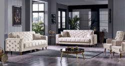  Set Canapele Melissa 3+2+1 Lada Depozitare Catifea Bej (C2564-6164) Canapea