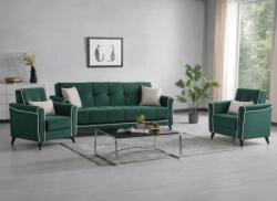  Set 3+1+1 Viktorya Lada Depozitare Tapitat Catifea Negru Galben (cod 13222) (C3274-7482) Canapea