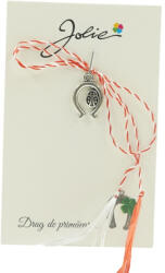 Flippy Martisor Traditional, Jolie, Model Potcoava, cu Snur Alb Rosu, 5.5cm x 8.5cm, Argintiu (TEO-08823)
