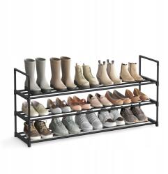 SONGMICS Fém cipősszekrény 3 polccal moduláris 18 pár cipőhöz fekete (LSA13YOH)