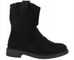  Fekete Velúr Magas Sarkú Csizma 3cm Cipzárral Hátul Női Tavaszi Cipő 40 (F1_F6610_BLACK_40)