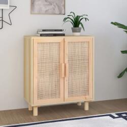 vidaXL Tálalószekrény, barna, 60x30x70 cm, tömör fenyő és természetes rattan (8720287102557)