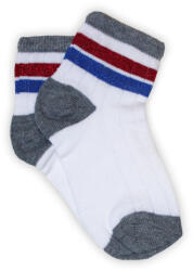 Global Licence Srl Női pamut bokazokni - bordázott - csillámos - kék-piros csíkos - 35-40
