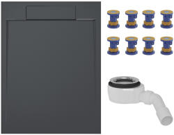 Cerano - Zuhanytálca szett Loro - öntött márvány - sötétszürke - 120x80cm + lábak + zuhanytálca szifon