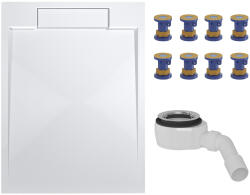 Cerano - Loro zuhanytálca szett - öntött márvány - matt fehér - 120x90cm + lábak + zuhanytálca szifon