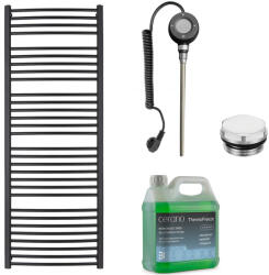 Cerano - Stefano fürdőszobai elektromos radiátor szett - WIFI - 900W - matt fekete - 1710x650 mm