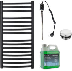 Cerano - Paolo fürdőszobai elektromos radiátor szett - 600W - matt fekete - 1090x550 mm