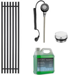 Cerano - Valerio fürdőszobai elektromos radiátor szett - WIFI - 900W - matt fekete - 1560x390 mm