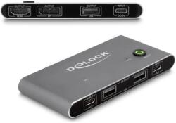 DELOCK USB-C -s KVM kapcsoló HDMI és DisplayPort-hoz 8K MST USB 2.0 csatlakozó felülettel