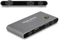 DELOCK USB-C -s KVM kapcsoló HDMI-hez 8K 60 Hz USB 2.0 csatlakozó felülettel