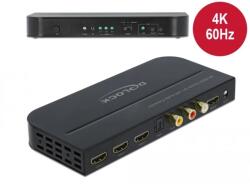 DELOCK HDMI kapcsoló 3 x HDMI bemenet - 1 x HDMI kimenet 4K 60 Hz Audio Extractor-ral