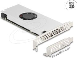 Delock PCI Express x16 kártya - 2 x USB 20 Gbps USB Type-C csatorna ventilátorral és hűtőpárnával alacsony kialakítású faktorban