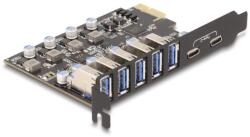 Delock USB 5 Gbps sebességű PCI Expressz x1 kártya - 5 db. külső Á-típusú + 2 db. külső USB Type-C anya