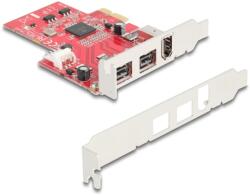 Delock PCI Express x1 Kártya - 2 x külső FireWire B + 1 x külső FireWire A - alacsony profilú formatényező (90738) - ipon