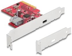 Delock PCI Express x4 Kártya - 1 x külső USB 10 Gbps USB Type-C hüvely + 1 x belső A-típusú USB 10 Gbps hüvely - alacsony profilú - ipon